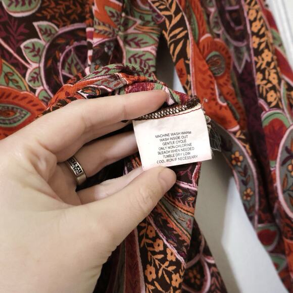 Vintage ALC At Last Classics Red Paisley Beaded Blouse S Boho Autumn Fall Fairy - Picture 6 of 8